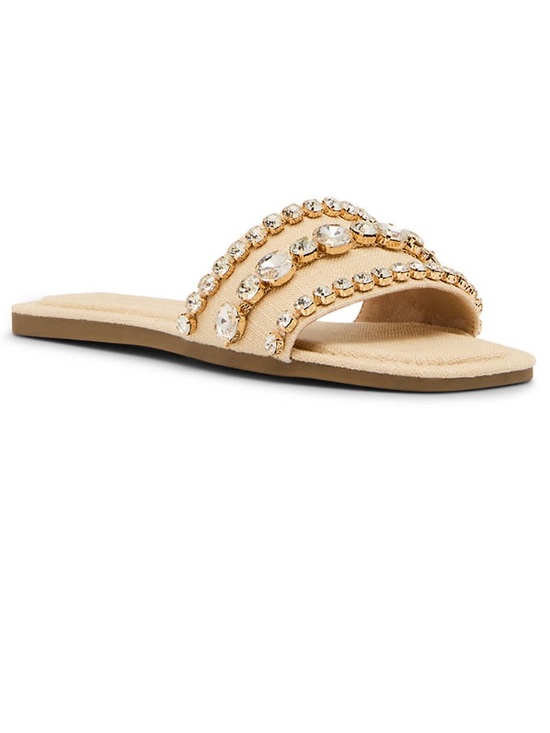 Madden Girl Shoes - Madden Girl Beaded Slide Sandals in Natural Multi